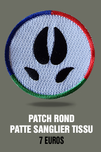 Patch rond patte de sanglier tissu - 7 euros